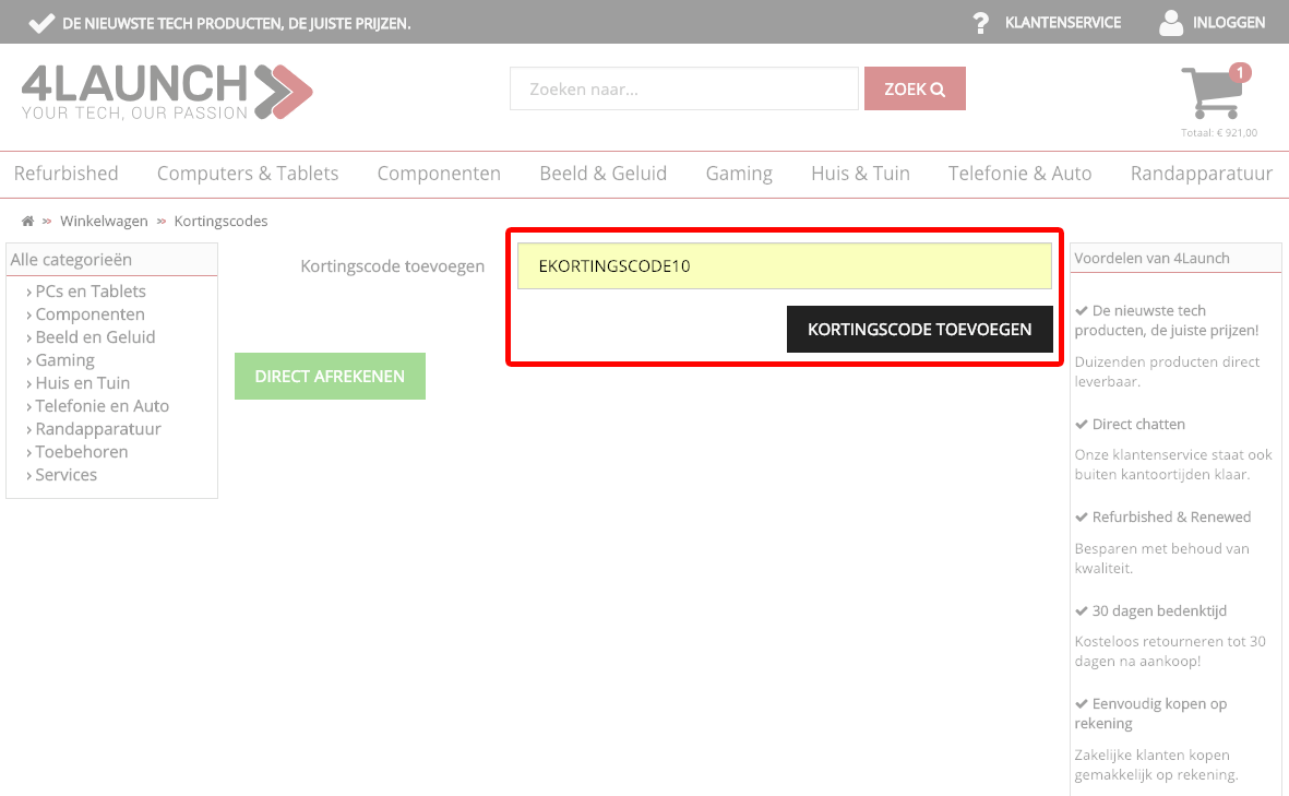 4Launch kortingscode gebruiken