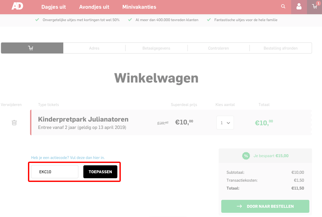 AD Webwinkel kortingscode gebruiken