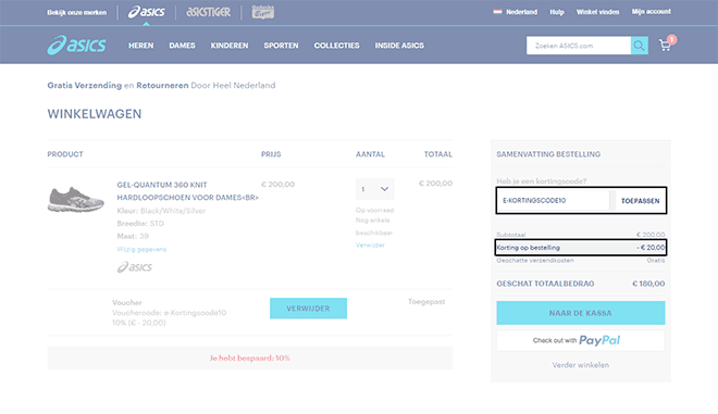 ASICS kortingscode gebruiken
