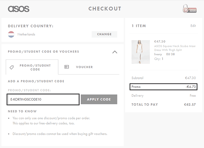 ASOS kortingscode gebruiken