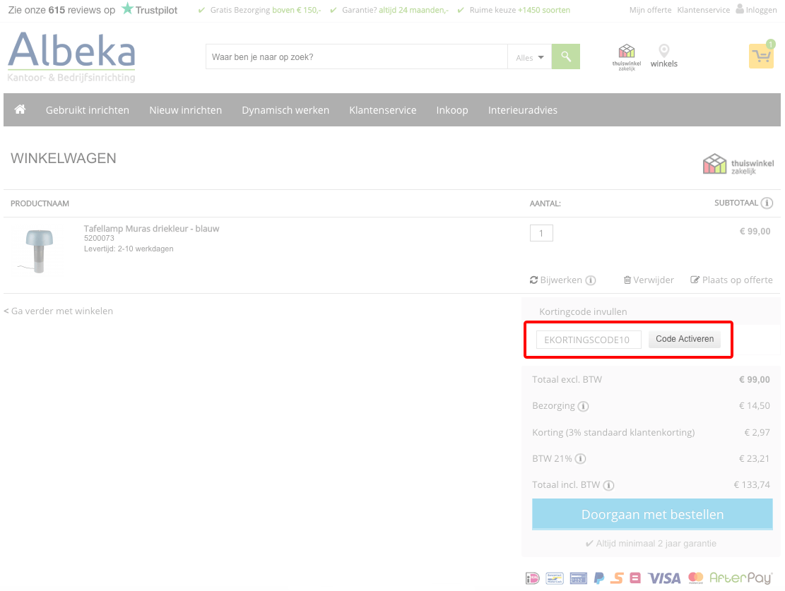 Albeka kortingscode gebruiken