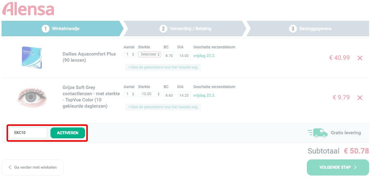 Alensa kortingscode gebruiken