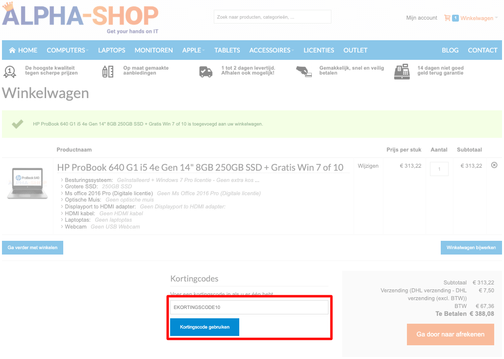 Alpha-Shop kortingscode gebruiken