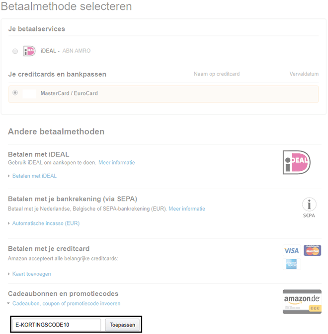 Amazon kortingscode gebruiken