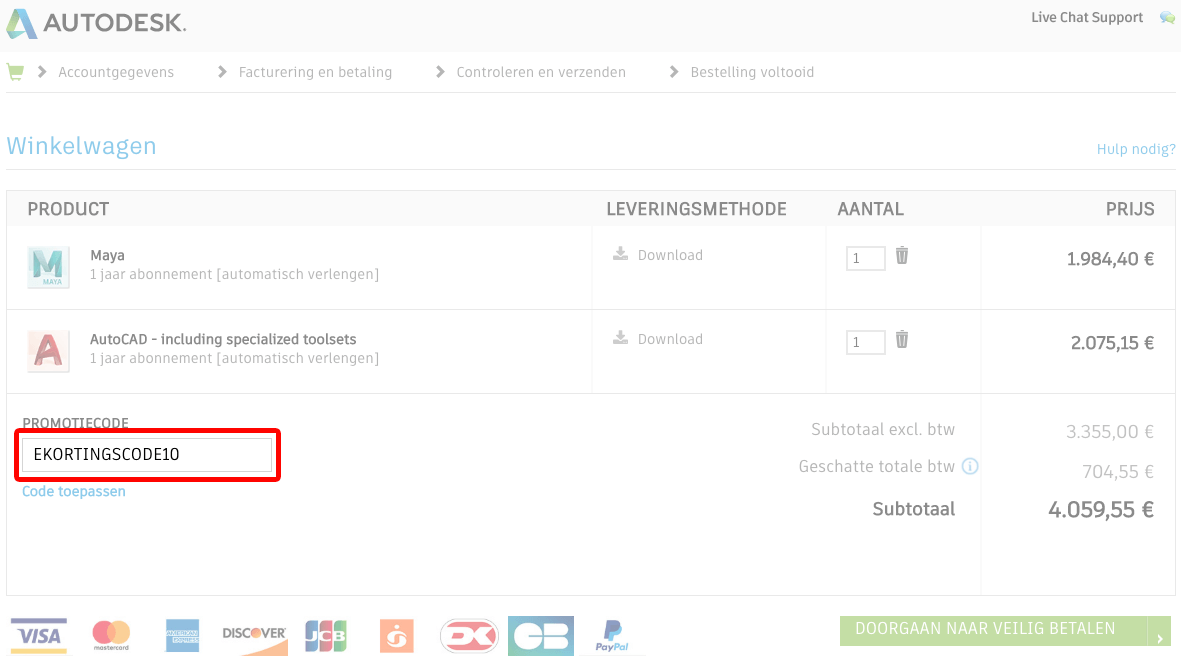 Autodesk kortingscode gebruiken