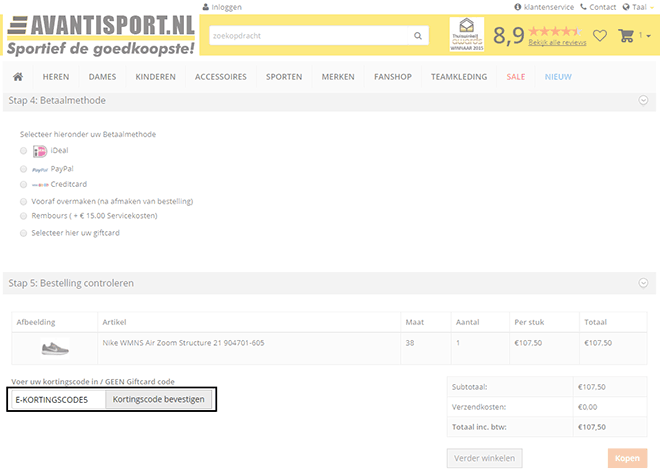 AvantiSport kortingscode gebruiken