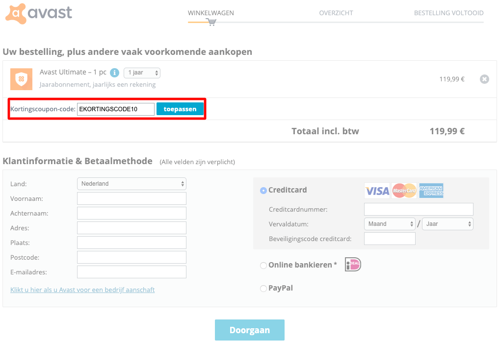 Avast kortingscode gebruiken