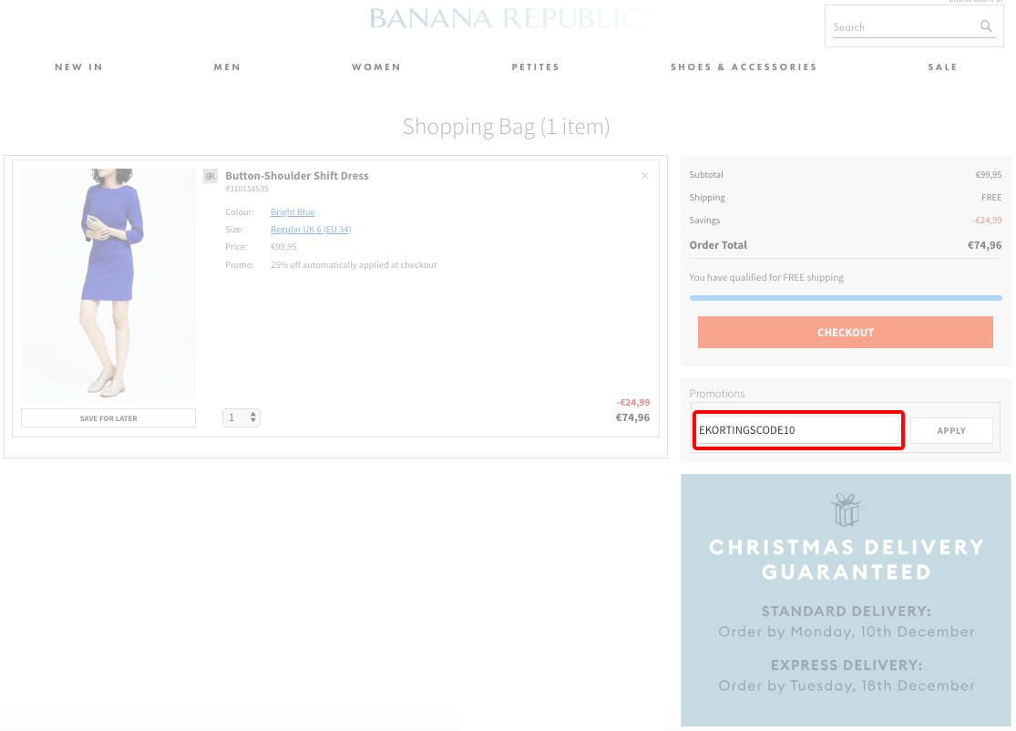 Banana Republic kortingscode gebruiken