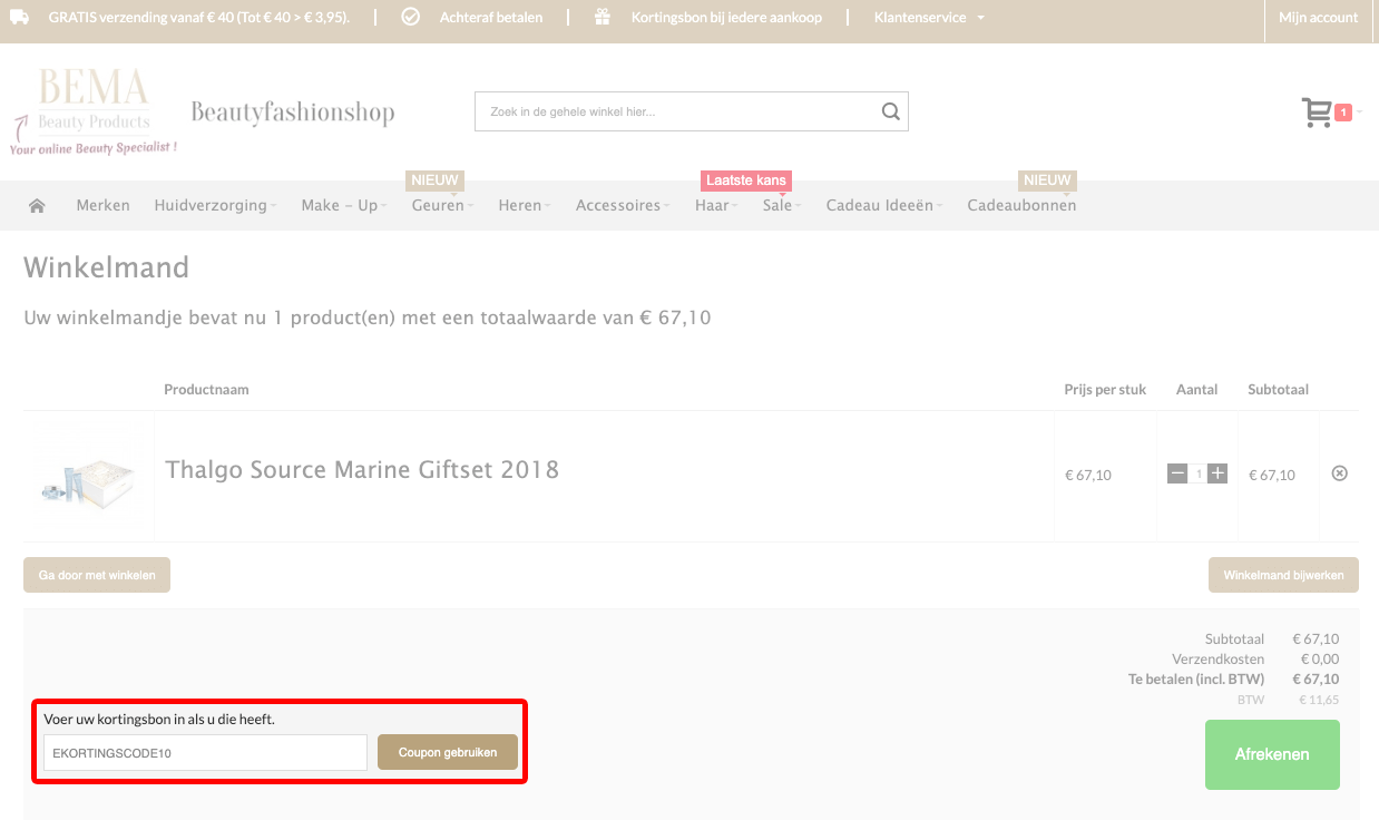BeautyFashionShop kortingscode gebruiken