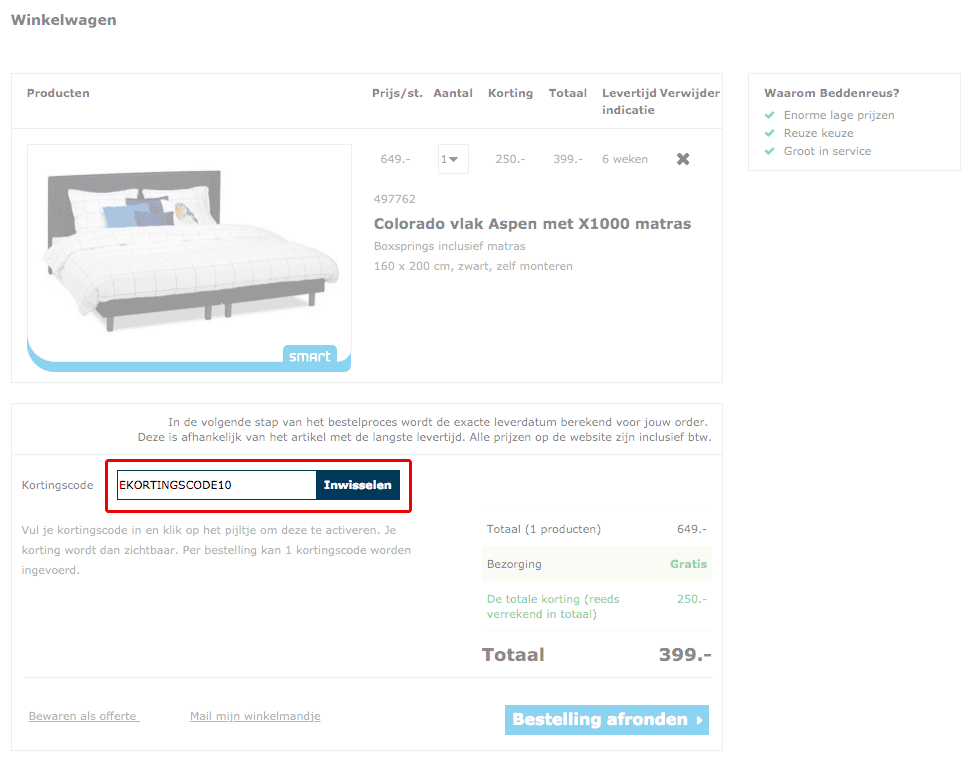 BeddenREUS kortingscode gebruiken
