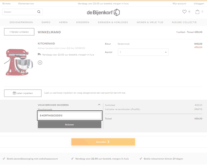 De Bijenkorf kortingscode gebruiken