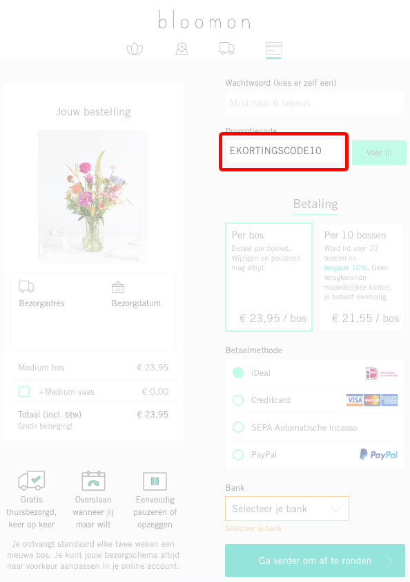 Bloomon kortingscode gebruiken
