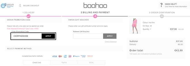 Boohoo kortingscode gebruiken