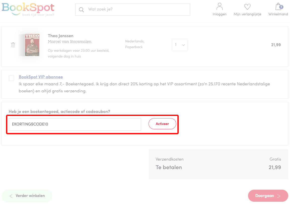 BookSpot kortingscode gebruiken