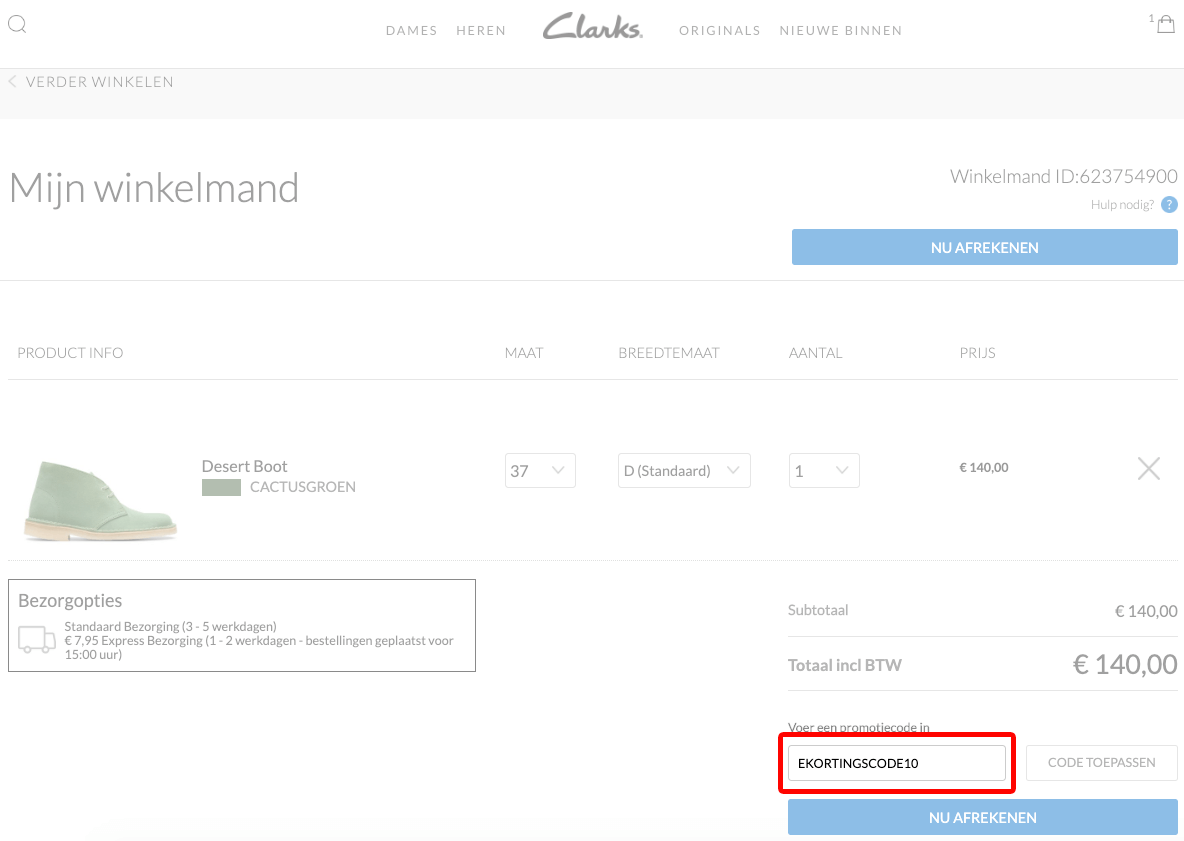 Clarks kortingscode gebruiken