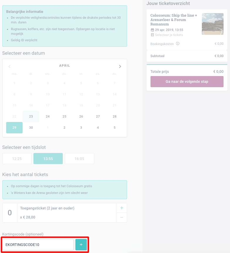 Colosseum kortingscode gebruiken