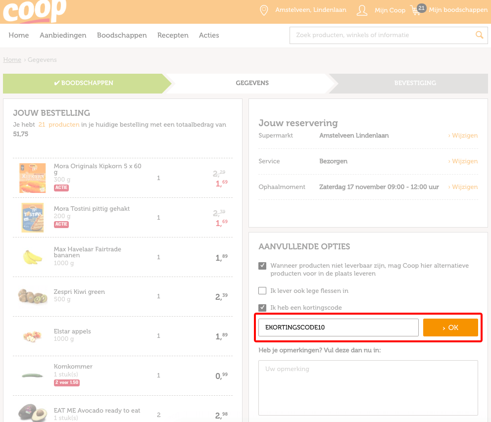 Coop kortingscode gebruiken