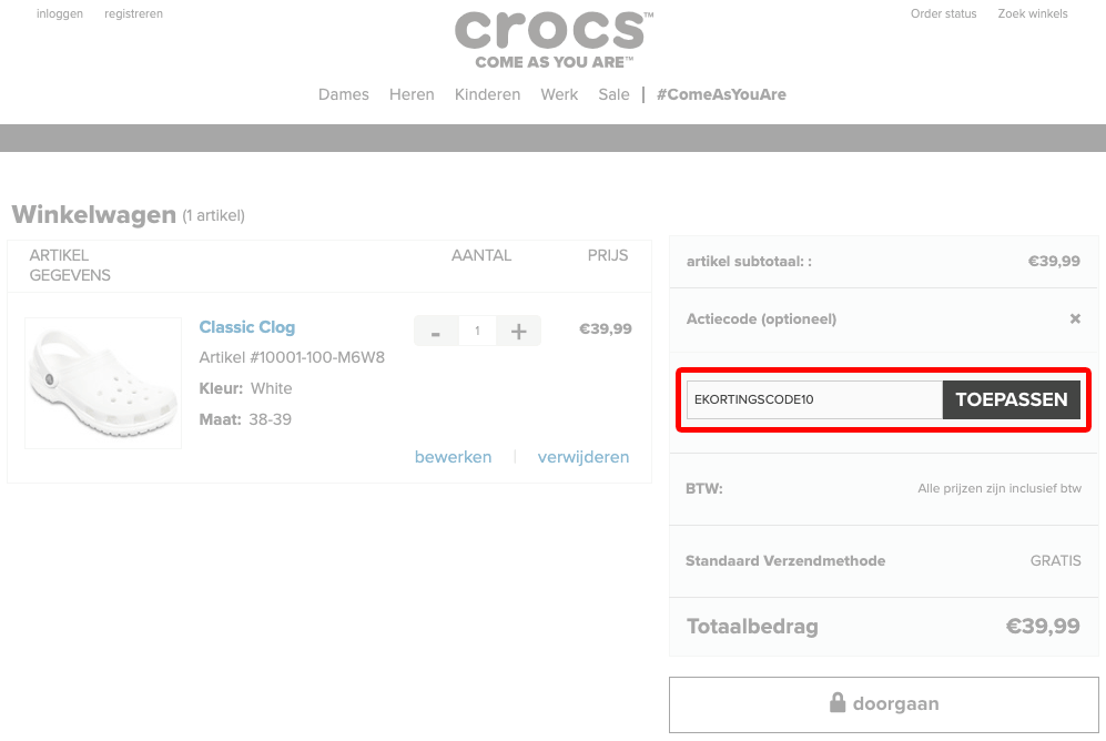 Crocs kortingscode gebruiken