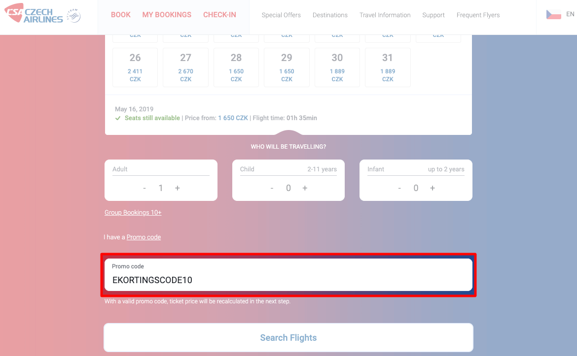 Czech Airlines kortingscode gebruiken