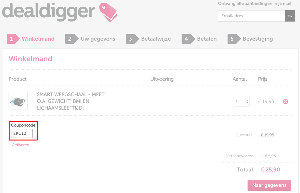 Dealdigger kortingscode gebruiken
