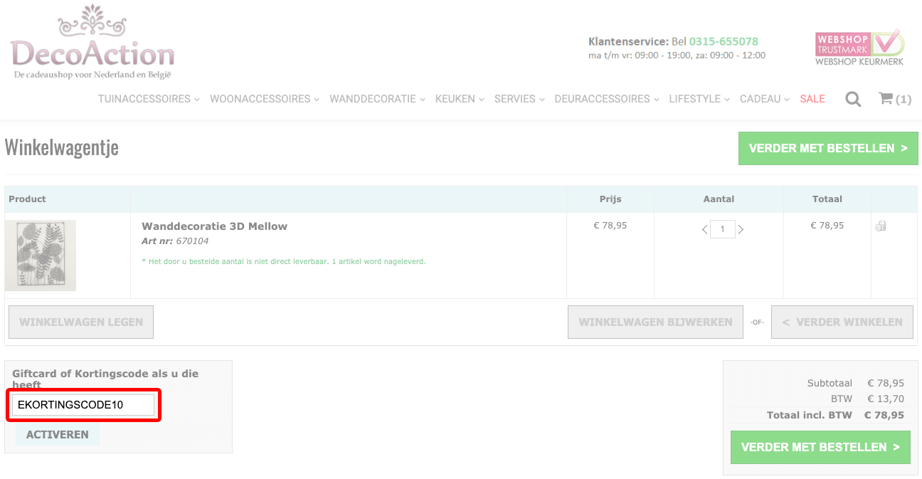 DecoAction kortingscode gebruiken