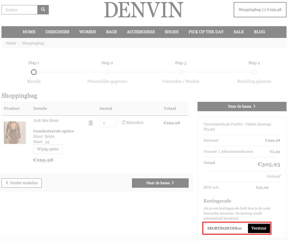 Denvin kortingscode gebruiken