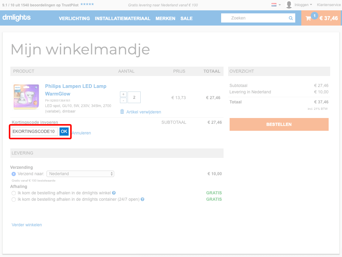 Dmlights kortingscode gebruiken