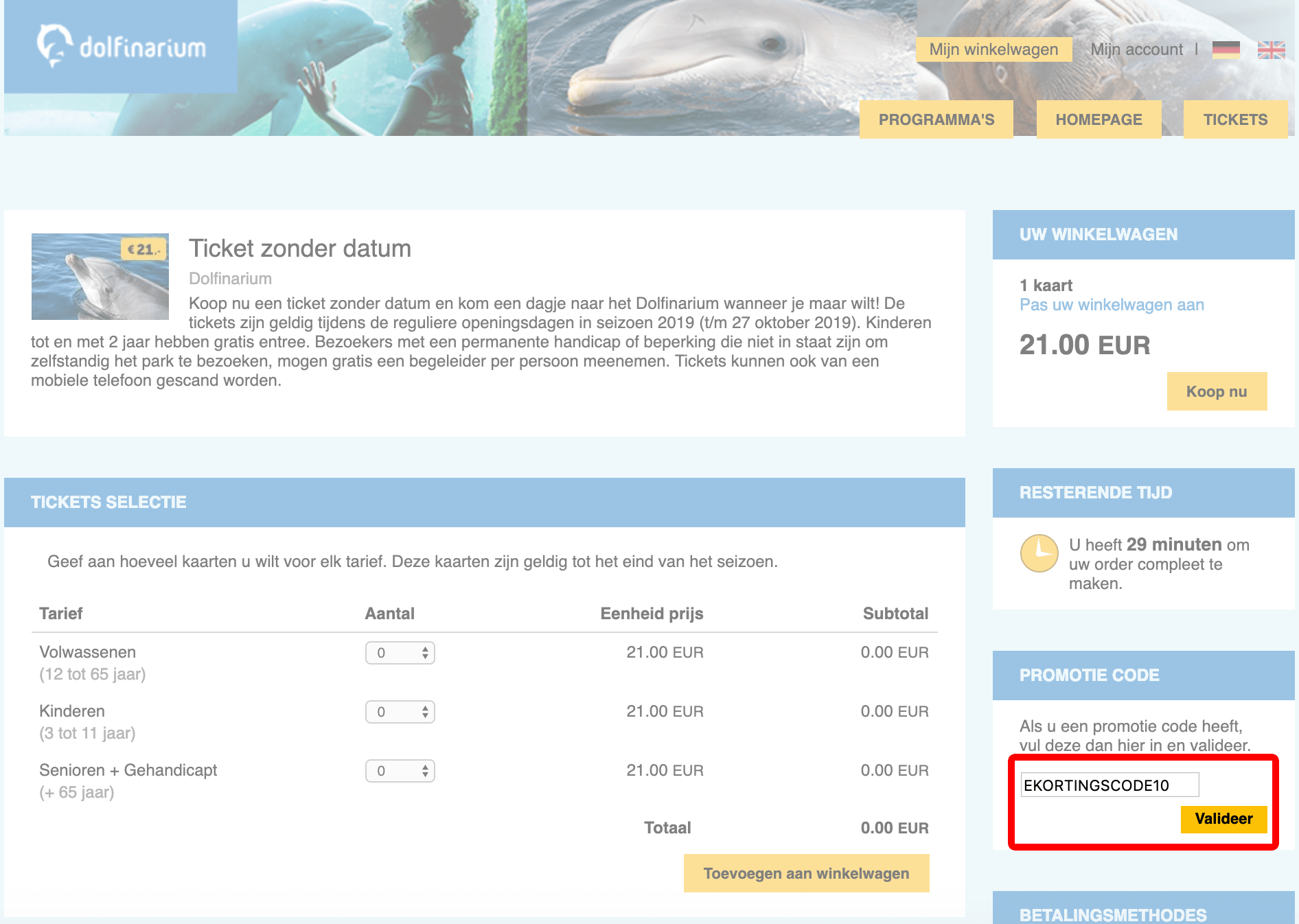 Dolfinarium kortingscode gebruiken