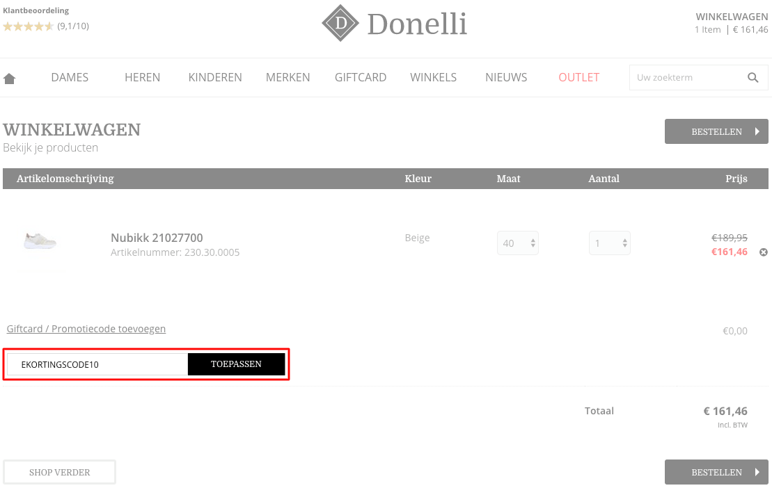 Donelli kortingscode gebruiken