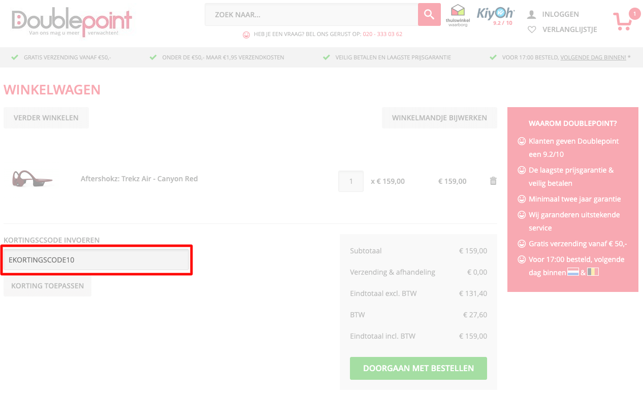 Doublepoint kortingscode gebruiken