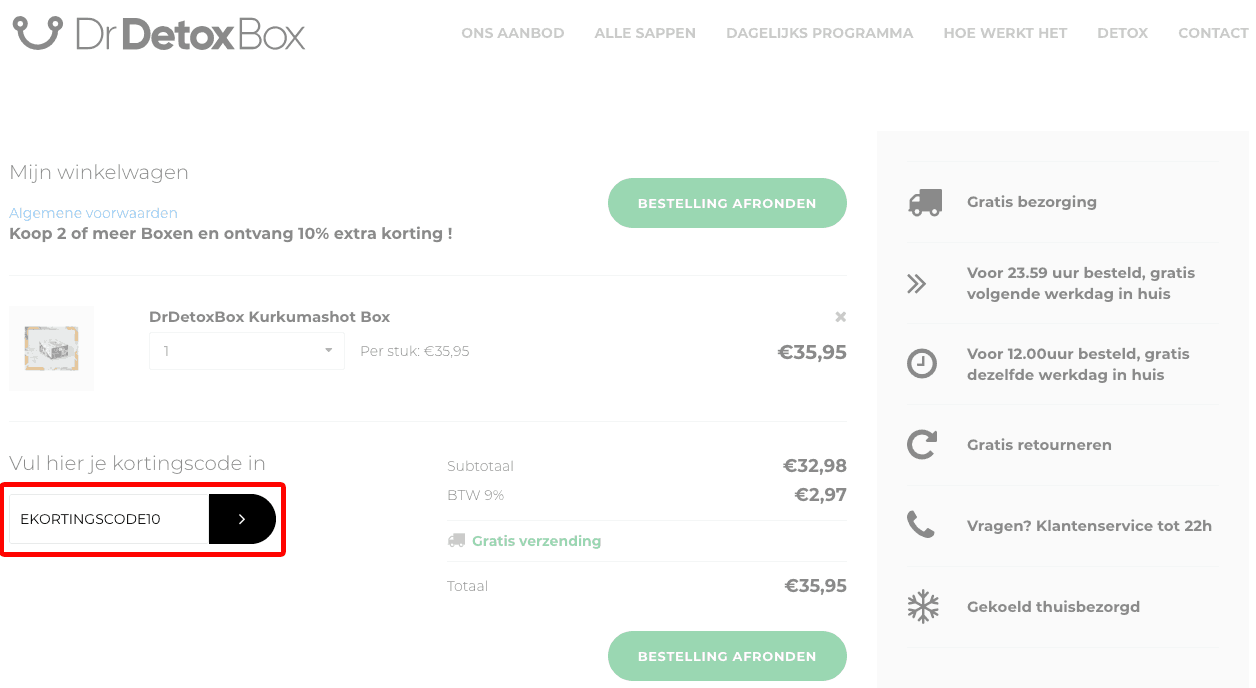 Dr DetoxBox kortingscode gebruiken