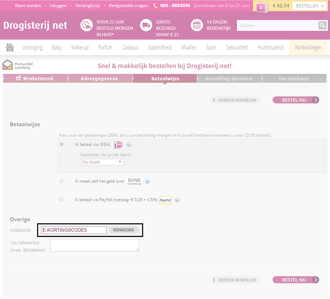 Drogisterij.net kortingscode gebruiken