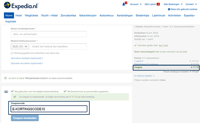 Expedia kortingscode gebruiken