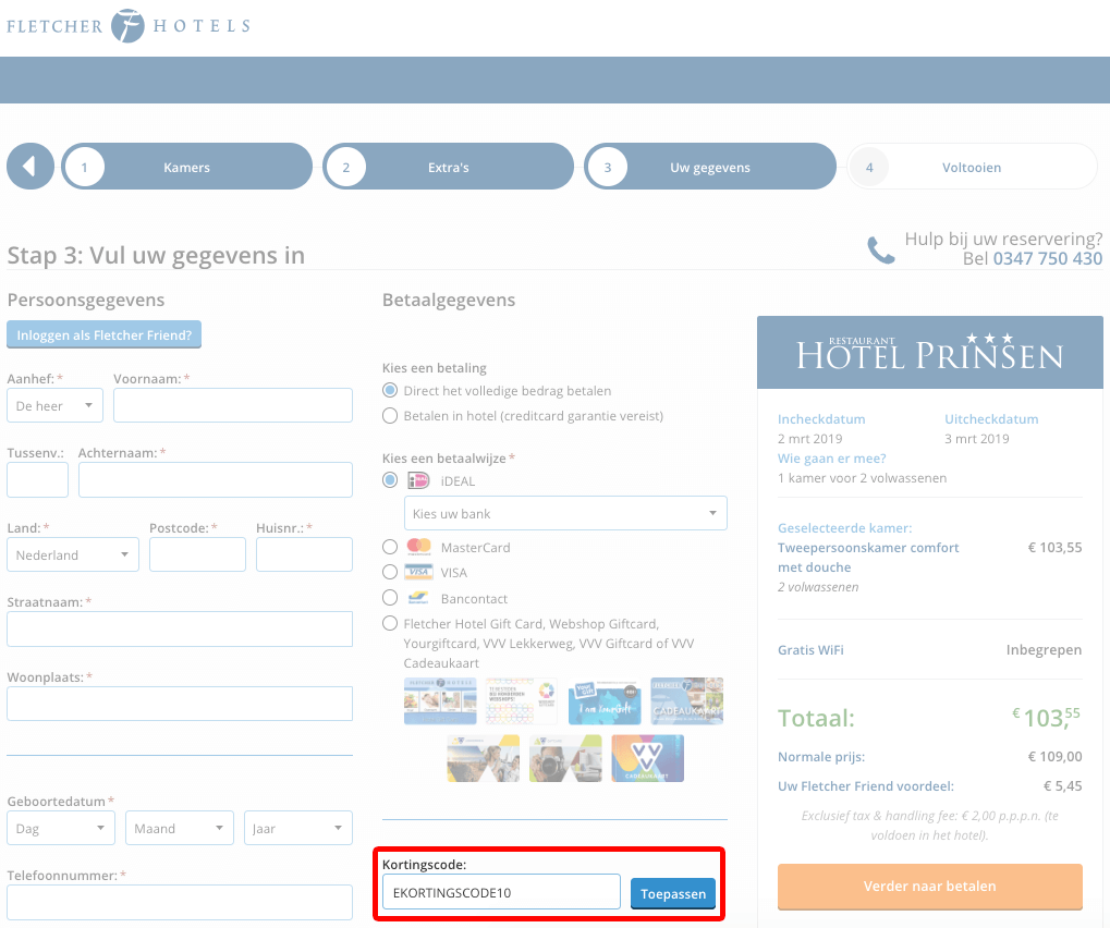 Fletcher Hotels kortingscode gebruiken