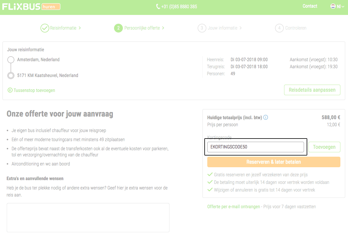 FlixBus kortingscode gebruiken
