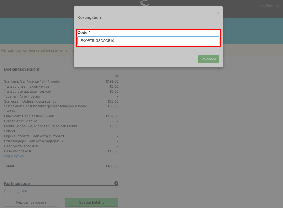 Flowtrack kortingscode gebruiken