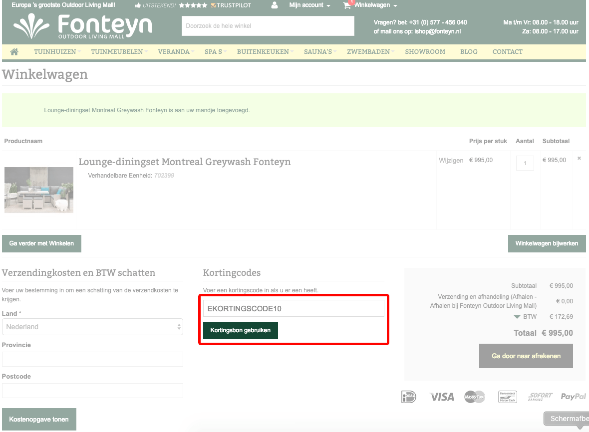 Fonteyn kortingscode gebruiken