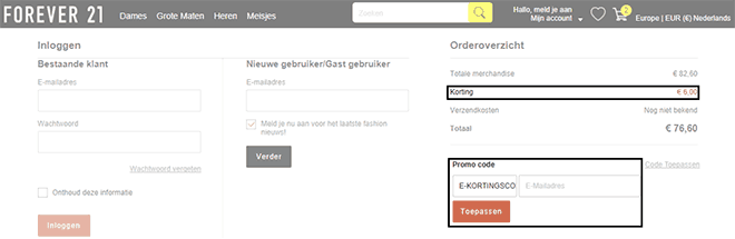 Forever21 kortingscode gebruiken