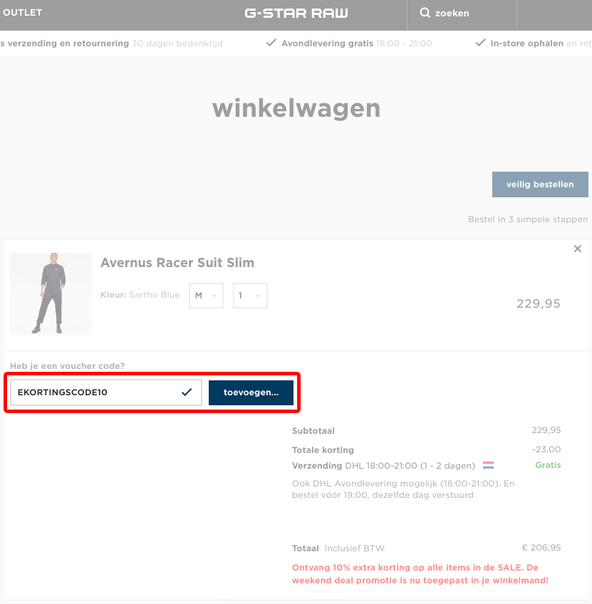 G-Star Raw kortingscode gebruiken