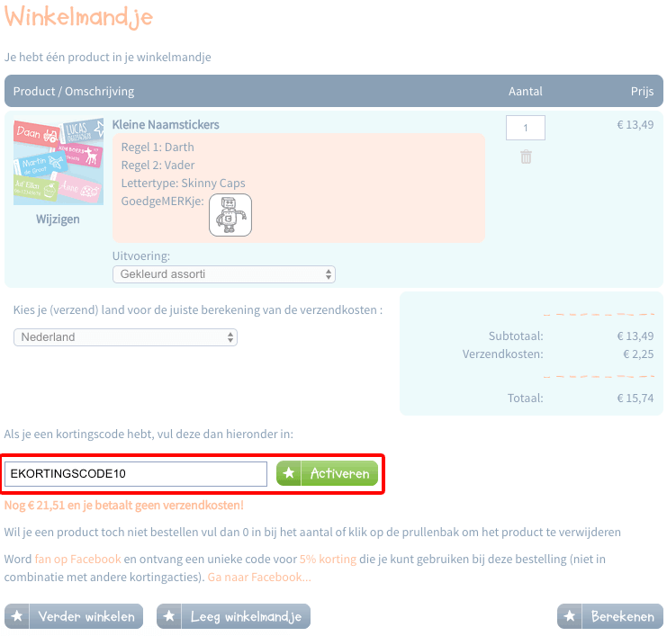 Goedgemerkt kortingscode gebruiken