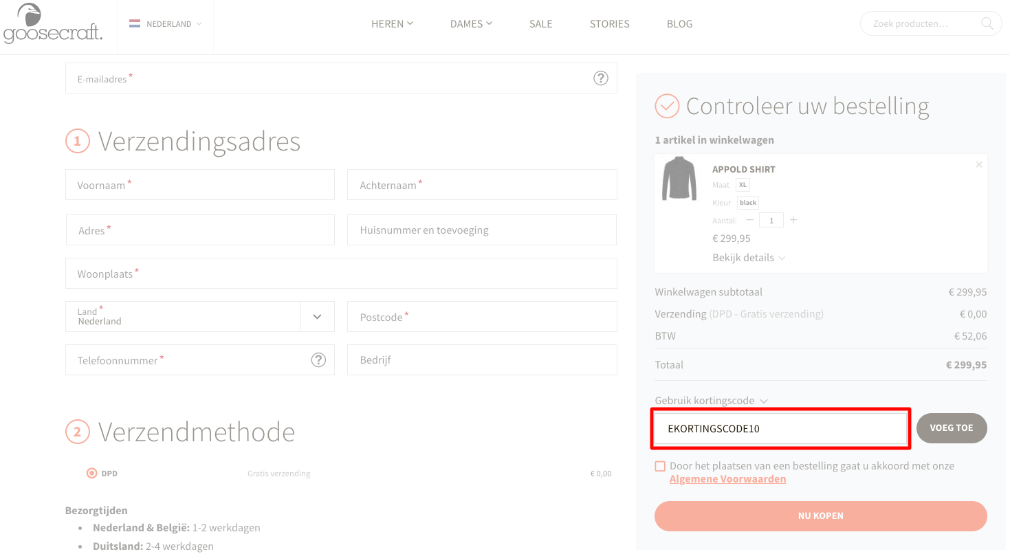 Goosecraft kortingscode gebruiken