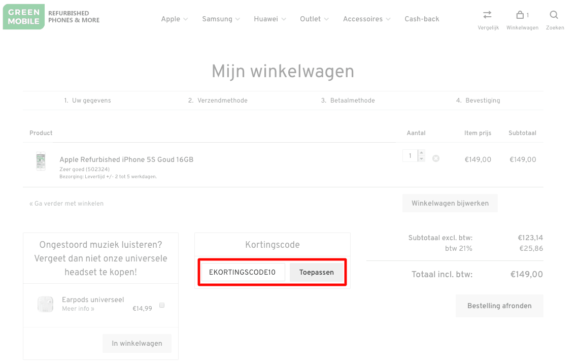 Green Mobile kortingscode gebruiken