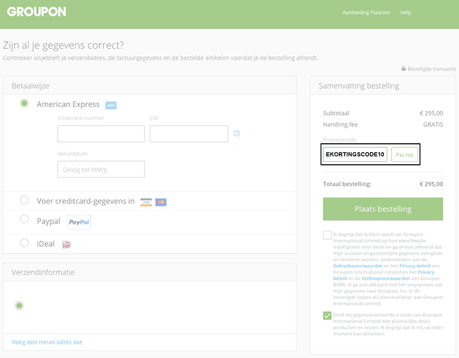 Groupon kortingscode gebruiken