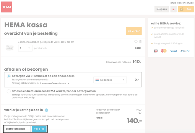HEMA kortingscode gebruiken
