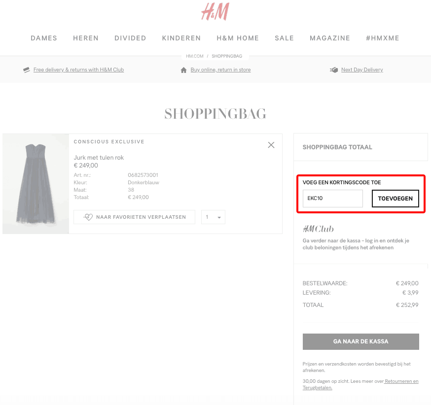 H&M kortingscode gebruiken