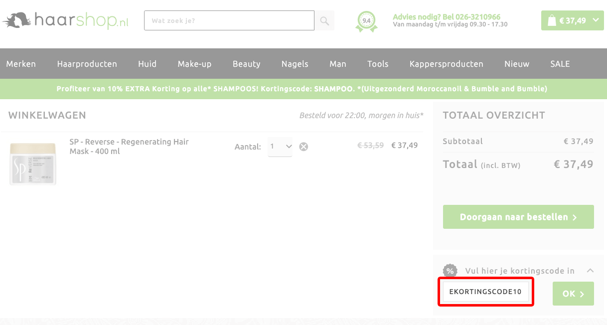 Haarshop kortingscode gebruiken
