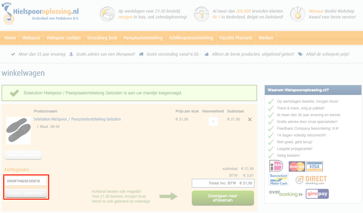 Hielspooroplossing.nl kortingscode gebruiken