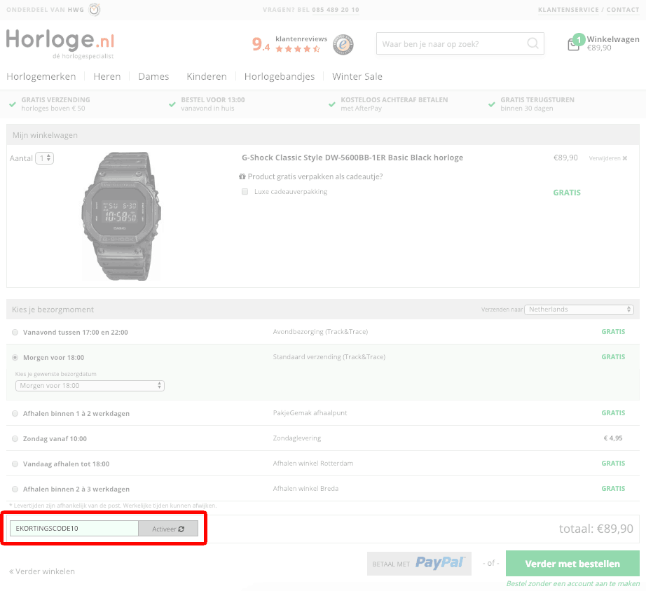 Horloge.nl kortingscode gebruiken