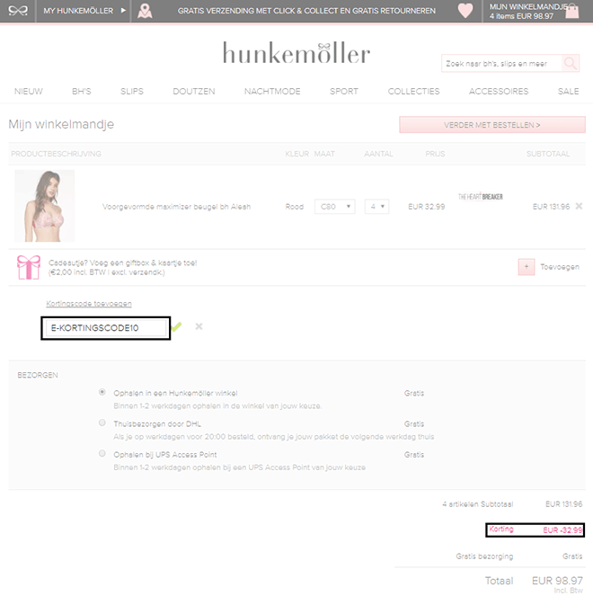 Hunkemöller kortingscode gebruiken