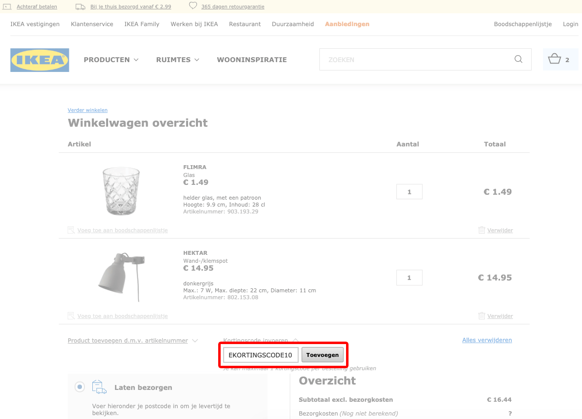 IKEA kortingscode gebruiken